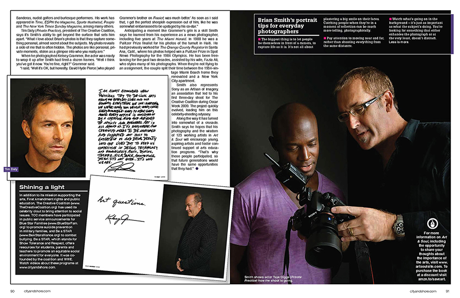 Celebrity Portrait Photographer Brian Smith's Art & Soul book featured in City and Shore magazine