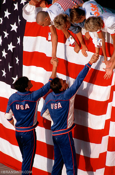 sports photography of USA Olympic win